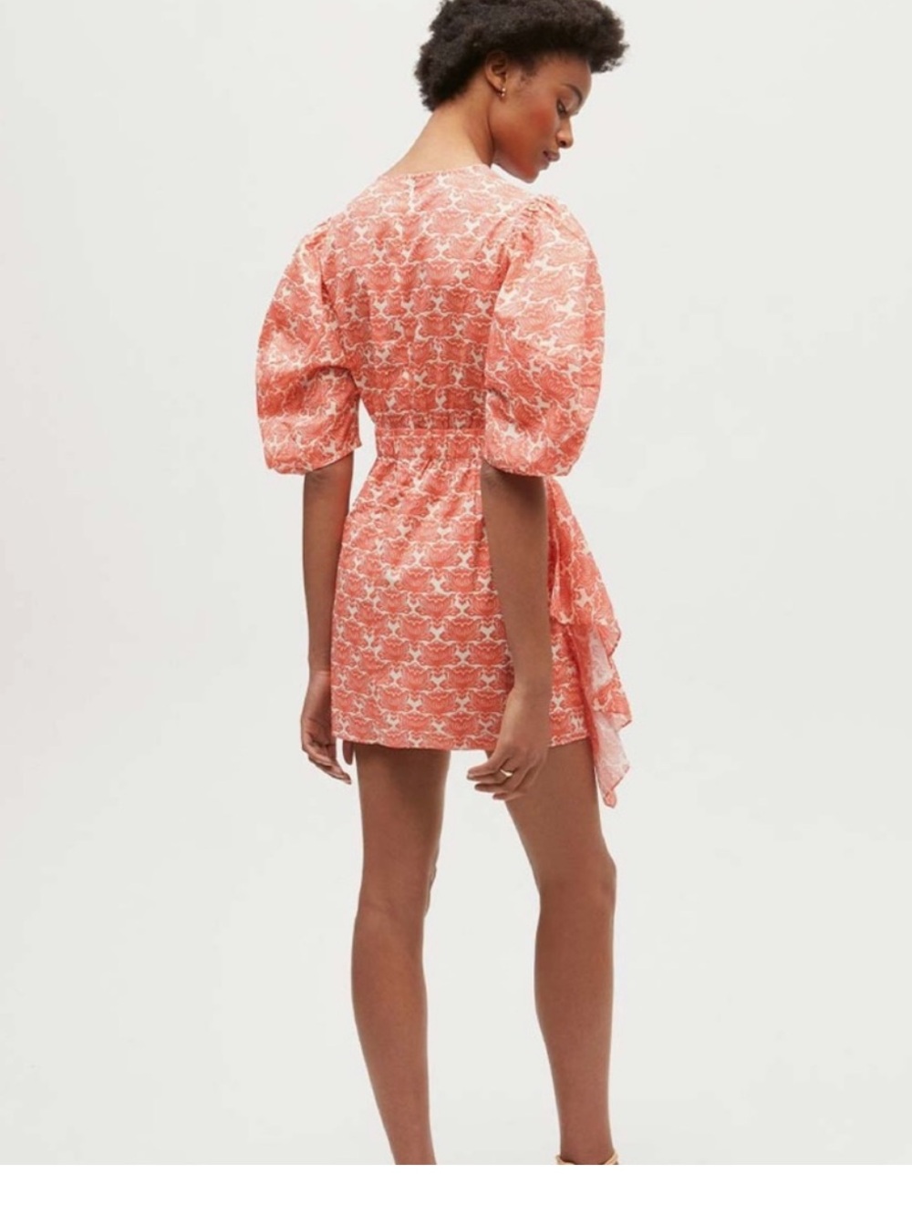 Rhode Pia cotton ruched mini dress lotus orange size 8 - Picture 10 of 10